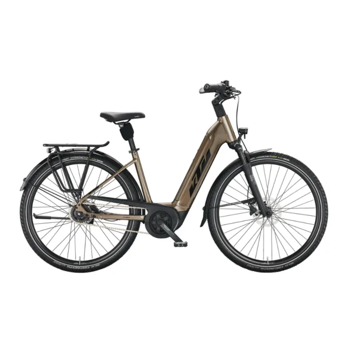 KTM E-Bike Macina City in braun-schwarz, Cityrad mit Elektroantrieb, Gepäckträger und Nabenschaltung