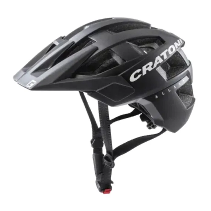 Cratoni All-Mountain-Fahrradhelm in schwarz, aerodynamisches Design mit Lüftungsschlitzen und verstellbarem Kinnriemen