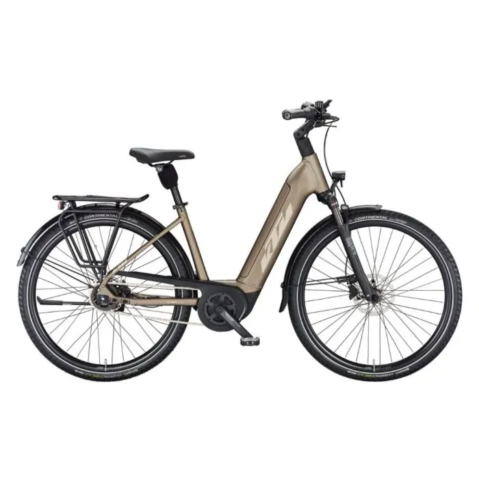 KTM E-Bike Macina City Urbanes Elektrofahrrad in Bronze mit Gepäckträger und Schutzblechen