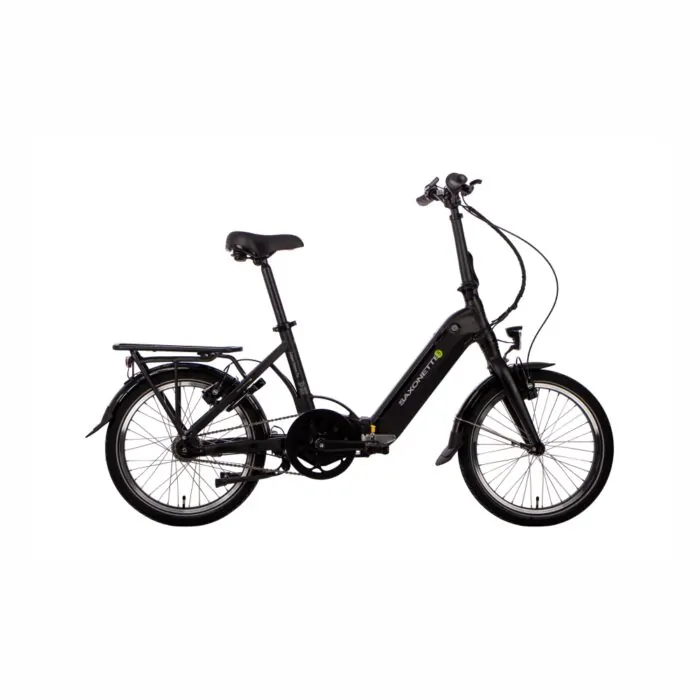 Schwarzes Elektrofahrrad mit Gepäckträger